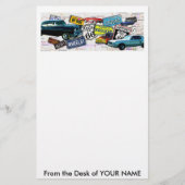 Briefpapier - Route 66_Klassieke auto's (Voorkant)