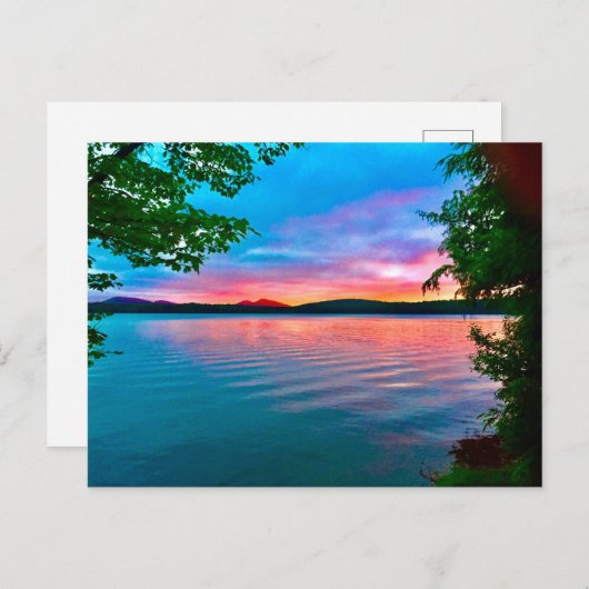 briefpapier, roze en blauwe zonsondergang op het m briefkaart (Voorkant / Achterkant)