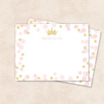 Briefpapier Roze en Gouden Stippen Prinses Verjaar Notitiekaartje<br><div class="desc">Dit ontwerp bevat een prinsessenkroon, geaccentueerd met zacht roze en glinsterend gouden confetti. Klik op de aanpassen knop voor meer flexibiliteit bij het toevoegen van je eigen tekst! Variaties van dit ontwerp, extra kleuren, evenals gecoördineerde producten zijn beschikbaar in onze winkel, zazzle.com/store/doodlelulu. Neem contact met ons op als je dit...</div>