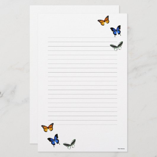 Briefpapier schrijfbenodigdheden voor vlinderpatro (Voorkant / Achterkant)