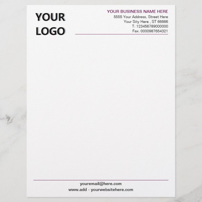 Briefpapier sjabloon met logo naar eigen ontwerp briefhoofd (Voorkant)