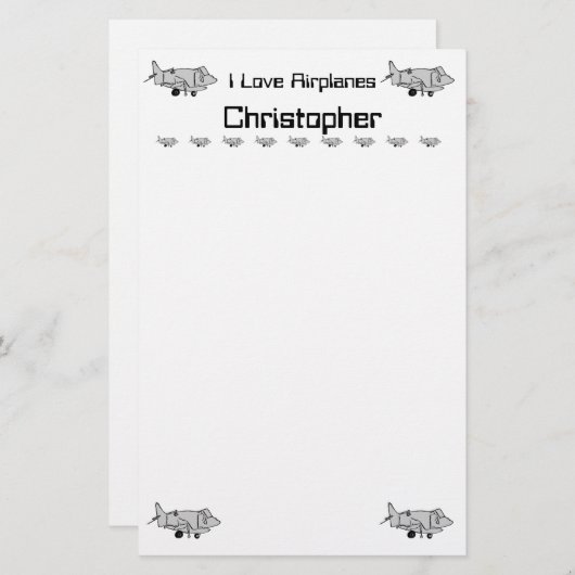 Briefpapier van het vliegtuig (Voorkant / Achterkant)