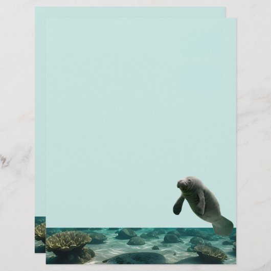 Briefpapier van Manatee (Voorkant / Achterkant)