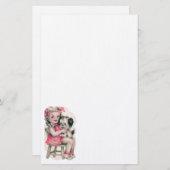 Briefpapier Vintage Meisje & Puppy (Voorkant / Achterkant)