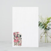 Briefpapier Vintage Meisje & Puppy (Staand voorkant)