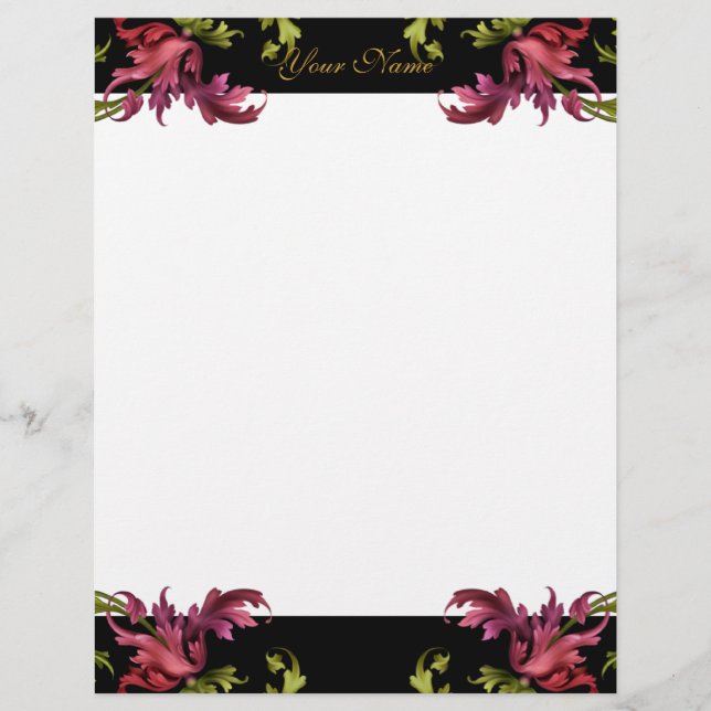 Briefpapier Vintage zwart goud en roze 2 (Voorkant)