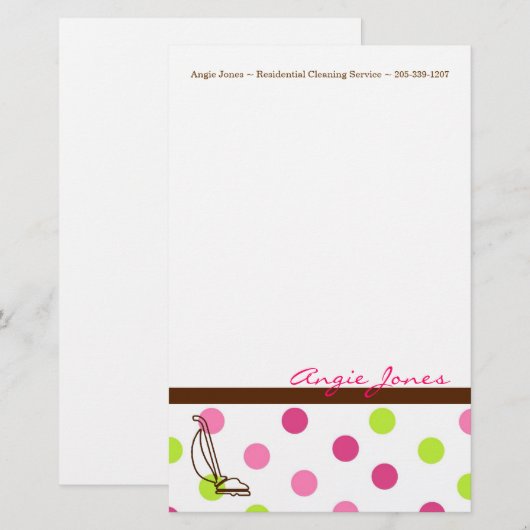 Briefpapier voor schoonmaakservice (Voorkant / Achterkant)