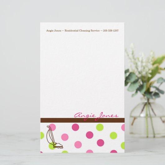 Briefpapier voor schoonmaakservice (Staand voorkant)