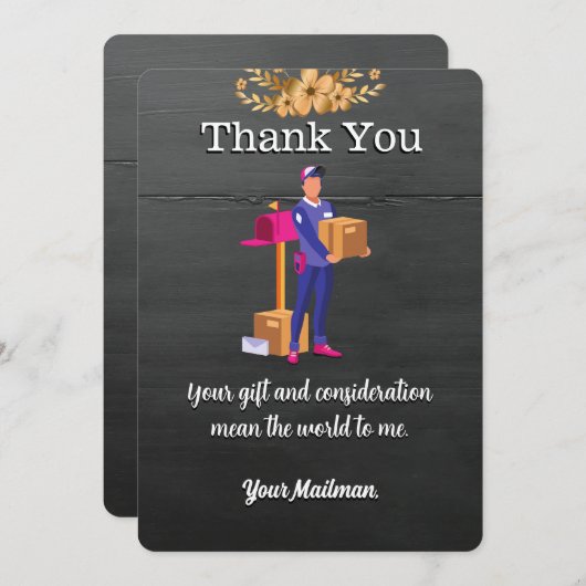 Briefpostvervoerder Postbus vervoerder Bedankkaart (Voorkant / Achterkant)