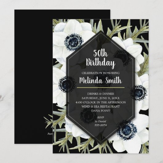 Briefuitvindingen van zwarte en witte flora (Voorkant / Achterkant)