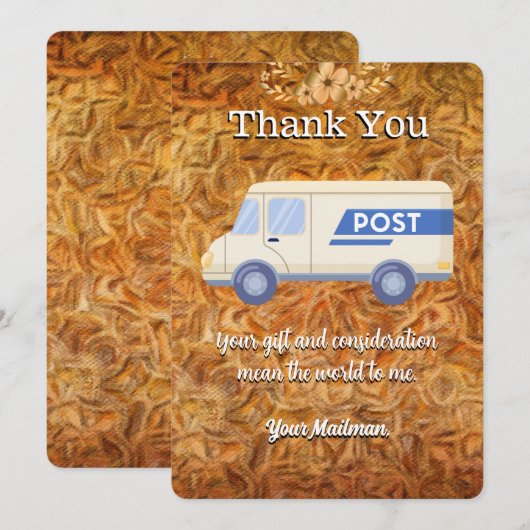 Briefvervoerder Postbus vervoerder Bedankkaart (Voorkant / Achterkant)