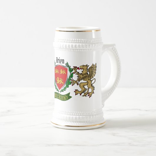 Brien/Bryan Irish Shield w/Griffins Gepersonalisee Bierpul (Voorkant rechts)