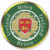 Brien Irish Shield & Celtic Cross Personalized Sticker (Voorkant)