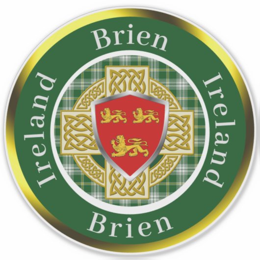 Brien Irish Shield & Celtic Cross Personalized Sticker (Voorkant)