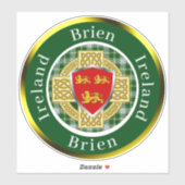 Brien Irish Shield & Celtic Cross Personalized Sticker (Vel)