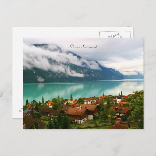 Brienz Zwitserland & blauwgroen meer Brienzersee Briefkaart (Voorkant / Achterkant)