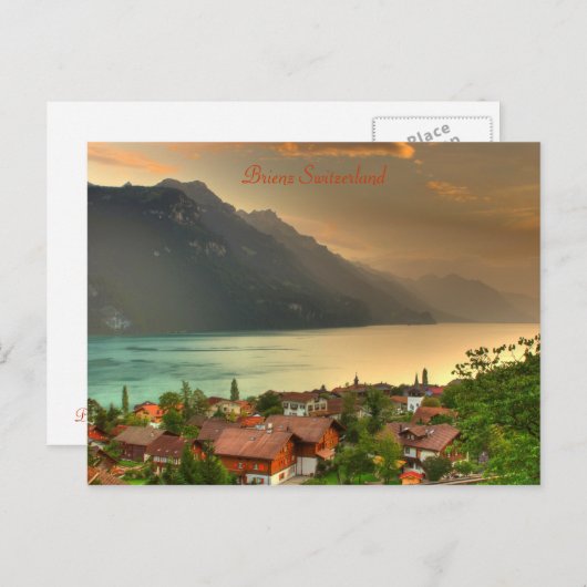 Brienz Zwitserland & Brienzersee - Zwitsers Alpen Briefkaart (Voorkant / Achterkant)