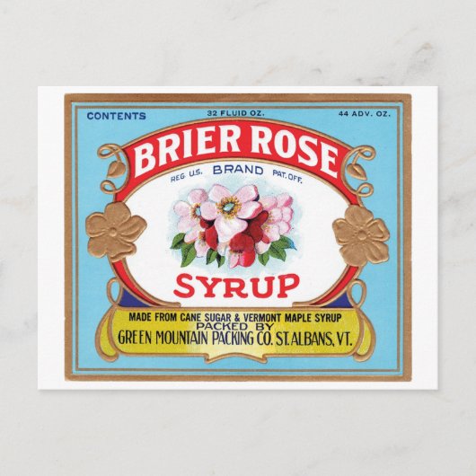 Brier Roos  Syrup Etiket Briefkaart (Voorkant)