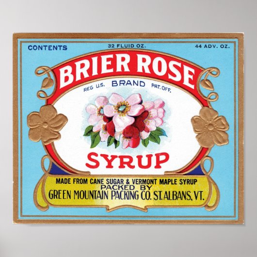 Brier Roos  Syrup Etiket Poster (Voorkant)