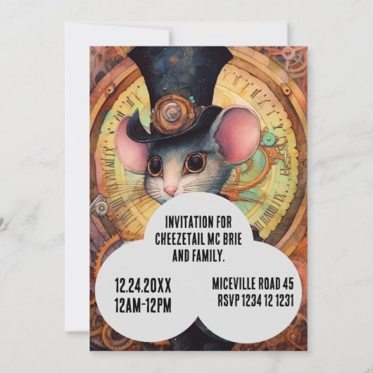 Briesnout Steampunk Dier Aangepaste naam Kaart (Achterkant)