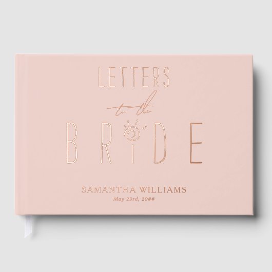 Brieven aan de bruid Chic Elegante Roze Rozen Goud Gastenboek (Voorkant)