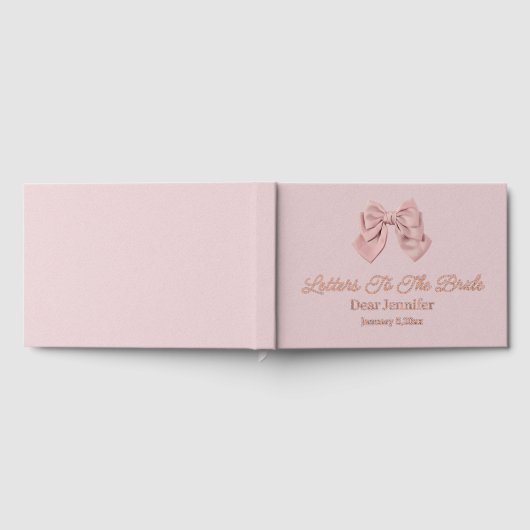 brieven aan de bruid,roze lint keepsake roze goud gastenboek (Volledig)