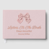 brieven aan de bruid,roze lint keepsake roze goud gastenboek (Voorkant)