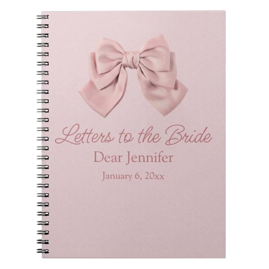 brieven aan de bruid,roze strik elegante aandenken notitieboek (Voorkant)