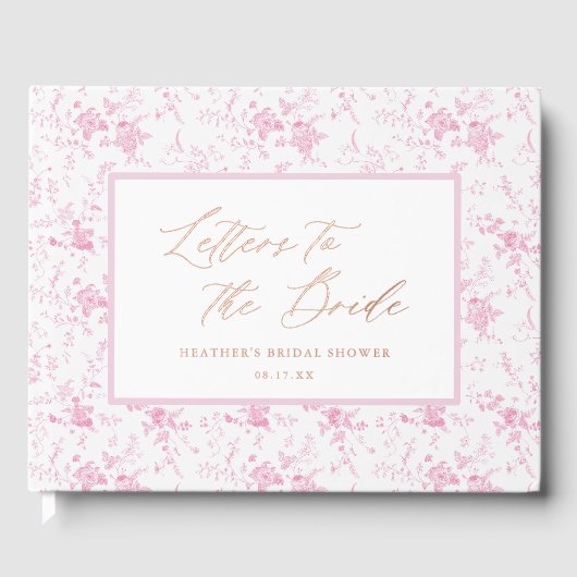 Brieven aan het Bride Pink Toile Vrijgezellenfeest Gastenboek (Voorkant)