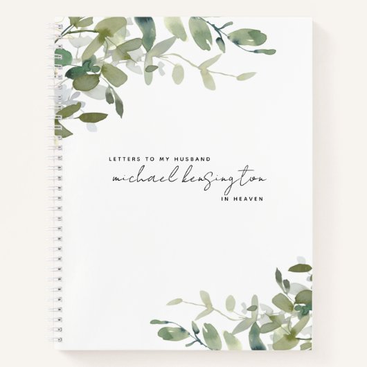 Brieven aan Husband in Heaven Grief Journal Notitieboek (Voorkant)