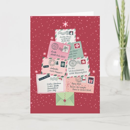 Brieven aan kerstboom gevouwen feestdagen kaart (Voorkant)