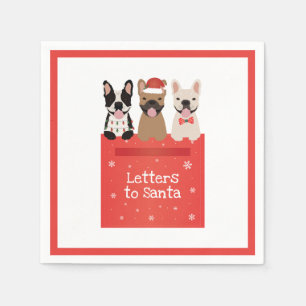 Brieven aan Kerstman Franse Bulldoggen Servet