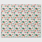 Brieven aan Kerstman Vintage Kerstmailpatroon Cadeaupapier (Vlak)