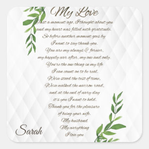 Brieven aan mijn man liefde vierkante sticker