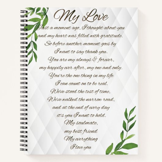 Brieven aan mijn toekomstige echtgenoot notitieboek (Voorkant)