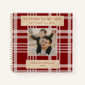 Brieven aan mijn zoon Buffalo Plaid Faux Wood Foto Notitieboek (Voorkant)
