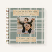 Brieven aan mijn zoon Buffalo Plaid Faux Wood Foto Notitieboek (Voorkant)