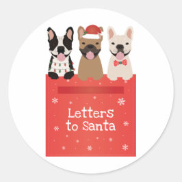 Brieven aan Santa French Bulldogs Ronde Sticker
