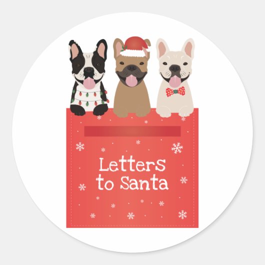 Brieven aan Santa French Bulldogs Ronde Sticker (Voorkant)