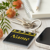 Brieven en nummers zwart en goudkleuren sleutelhanger (Voorkant Rechts)