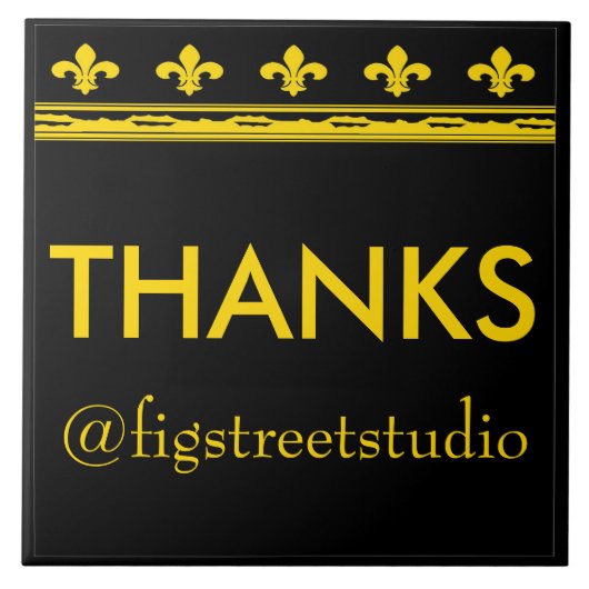 Brieven en nummers zwart en goudkleuren tegeltje (Voorkant)