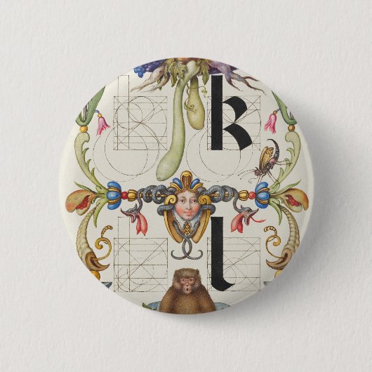 Brieven k en l van Mira Calligraphiae Monumenta Ronde Button 5,7 Cm (Voorkant)