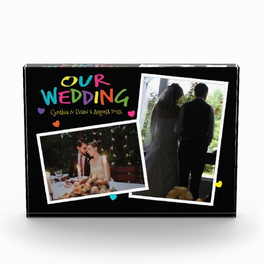 Brieven met hart bruiloft Keepsake 2 fotoblok (Voorkant)