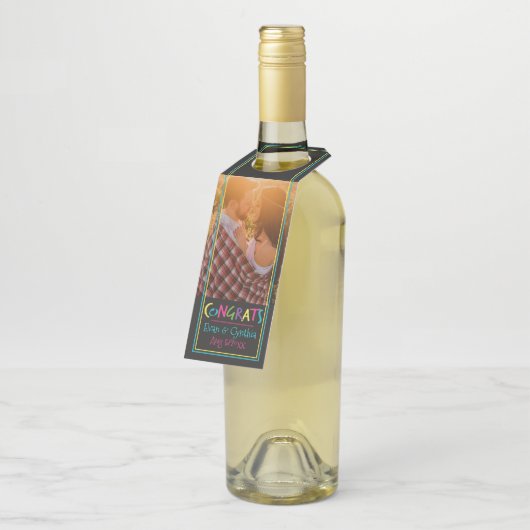 Brieven met hart gefeliciteerd gelegenheid flessenhanger (Schuin)