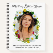 Brieven met Zuster Heaven Custom Photo Floral Grie Notitieboek (Voorkant)