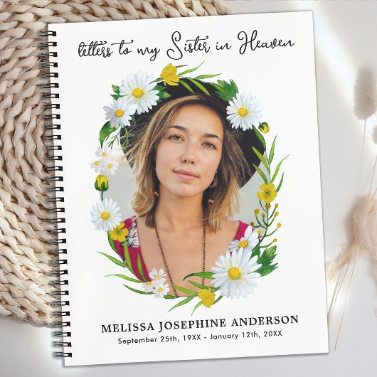 Brieven met Zuster Heaven Custom Photo Floral Grie Notitieboek