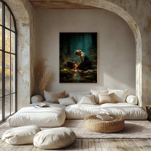 Brieven onder het licht van het bos canvas afdruk