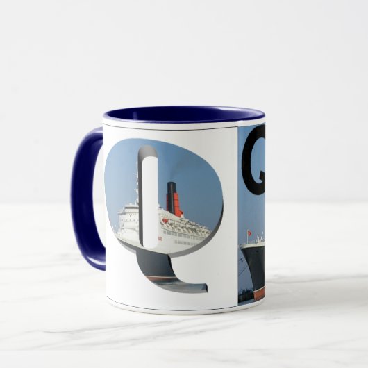 Brieven - Q - QE2 (koningin Elizabeth 2) Mok (Voorkant links)