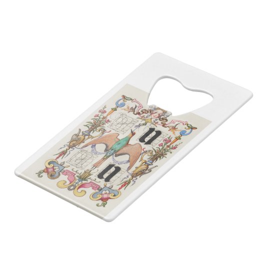 Brieven U en V Mira Calligraphiae Calligrafie Creditkaart Flessenopener (Achterkant Gekanteld)