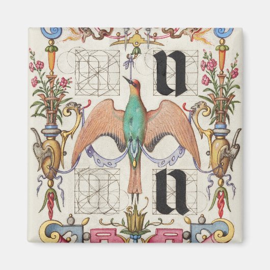 Brieven U en V Mira Calligraphiae Calligrafie Magneet (Voorkant)